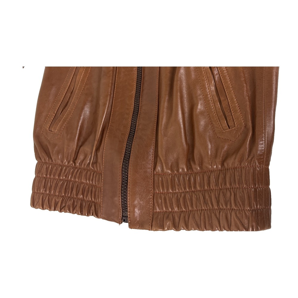 Vintage Cortefiel Leather Bomber Jacket Mens 38 Caramel Brown Soft Gangster - Picture 3 of 14